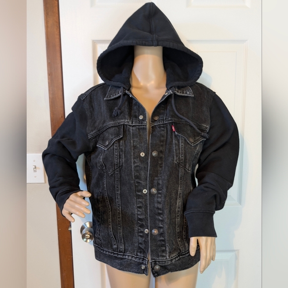 Levi's Other - Levi Strauss Co. Vintage Fit Black Hybrid Denim Hoodie Jacket